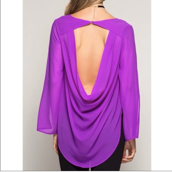 Amore & Adore Tops - NWT Open Back Elegant Magenta Blouse -